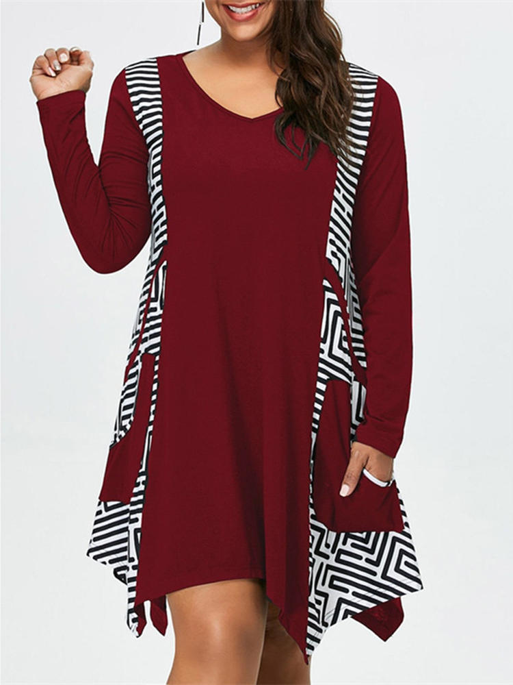 Asymmetrical Labyrinth Pattern Casual Blouse