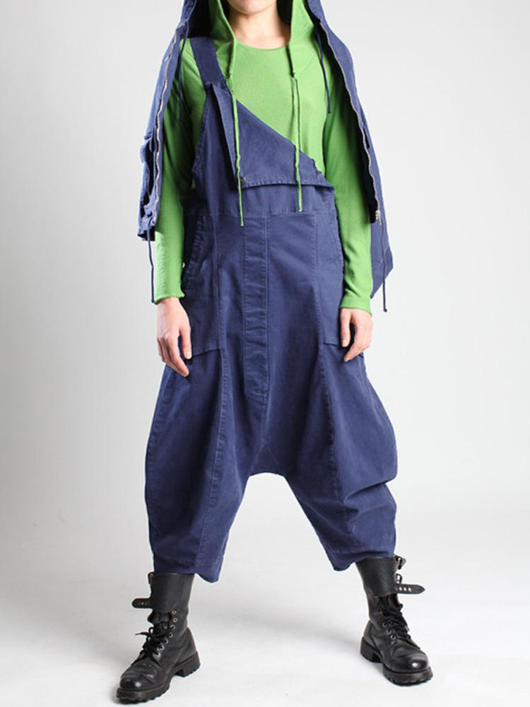 Women Sleeveless Casual Loose Harem Jumpsuit Solid Overalls