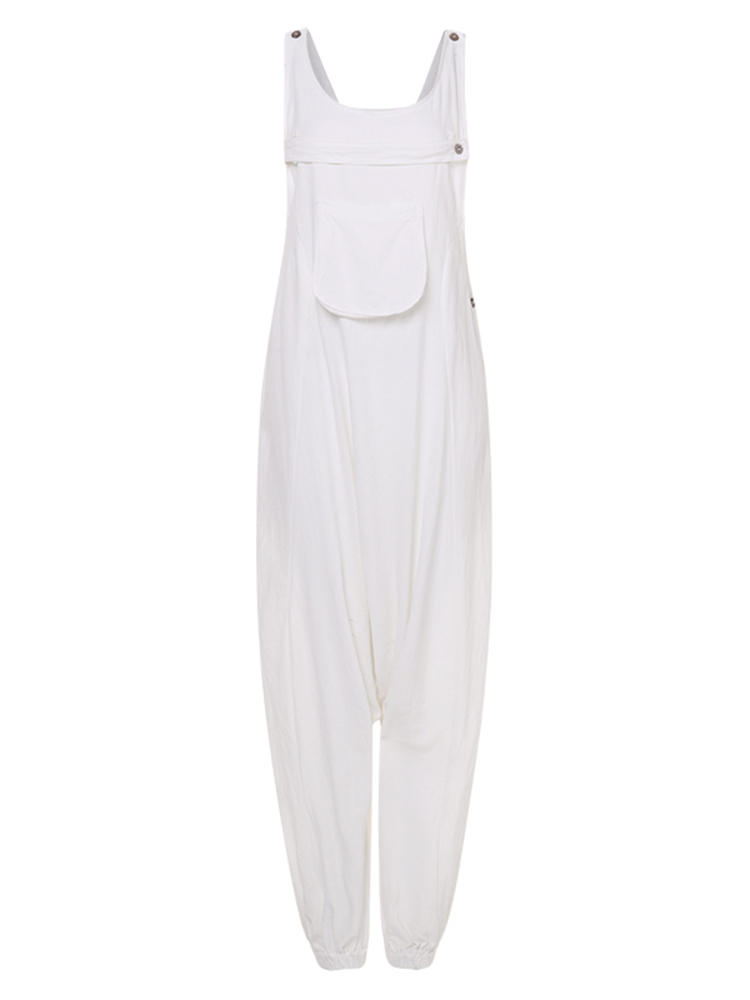 Women Sleevless Casual Solid Baggy Harem Overalls Jumpsuit