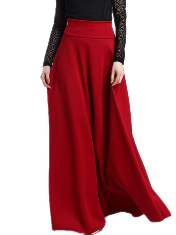 Casual Elastic Waist Pure Color Skirts For Women
