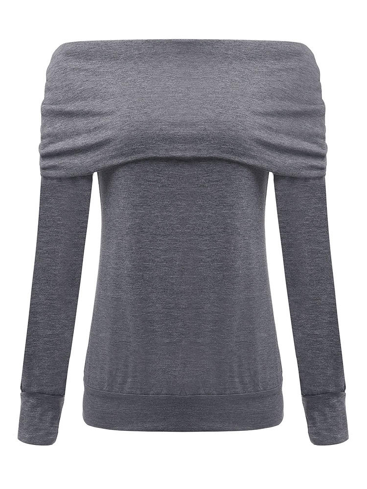 Sexy Casual Women Brief Long Sleeve Off Shoulder Solid T-shirt