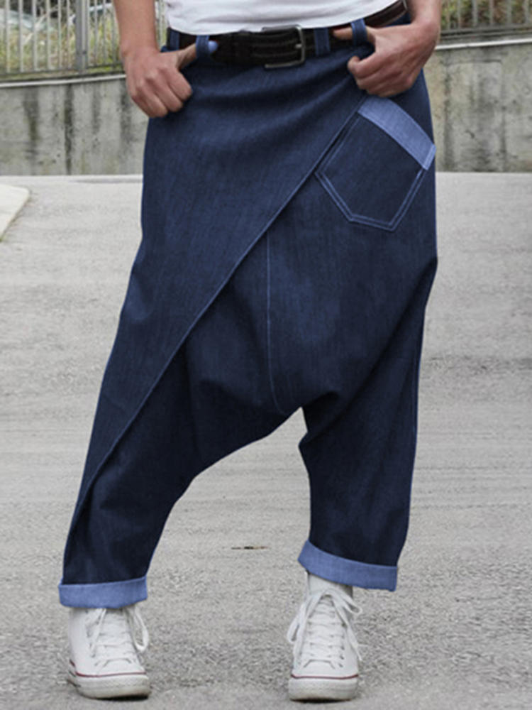Women Casual Denim Pocket Harem Pants