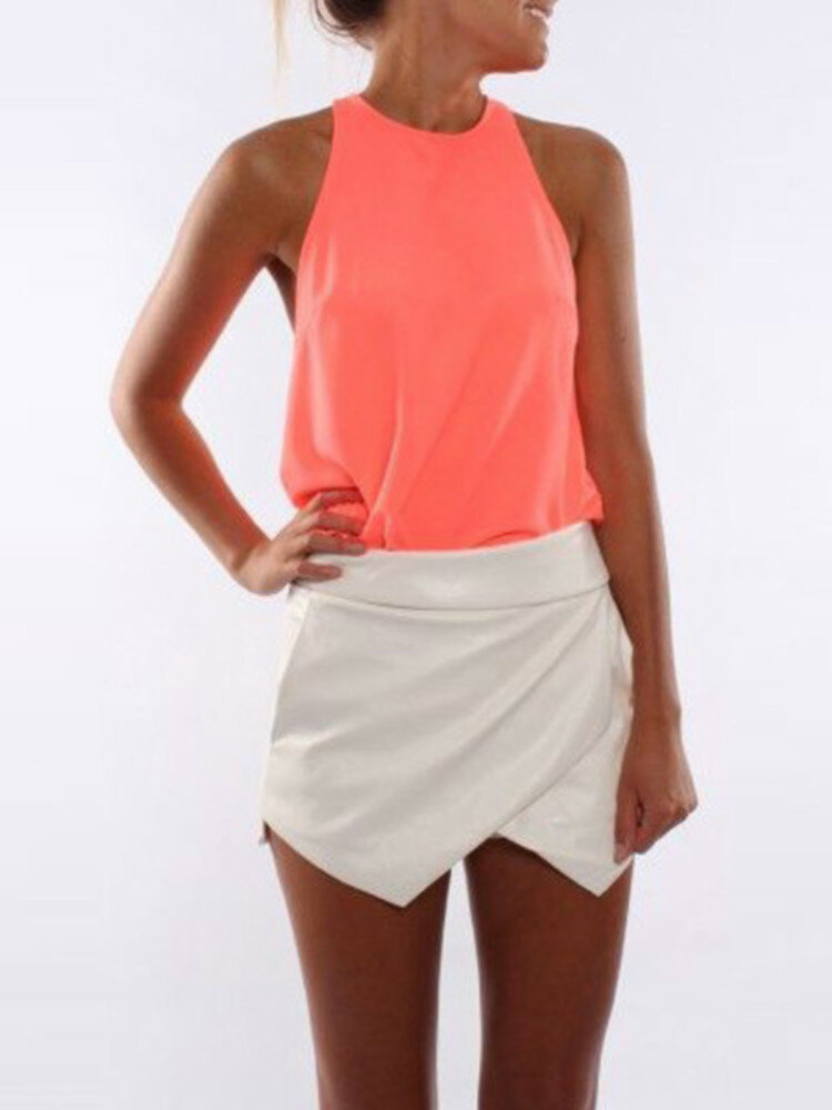 S-3XL Women Sleeveless Solid Color Vest Tank Tops T-Shirt